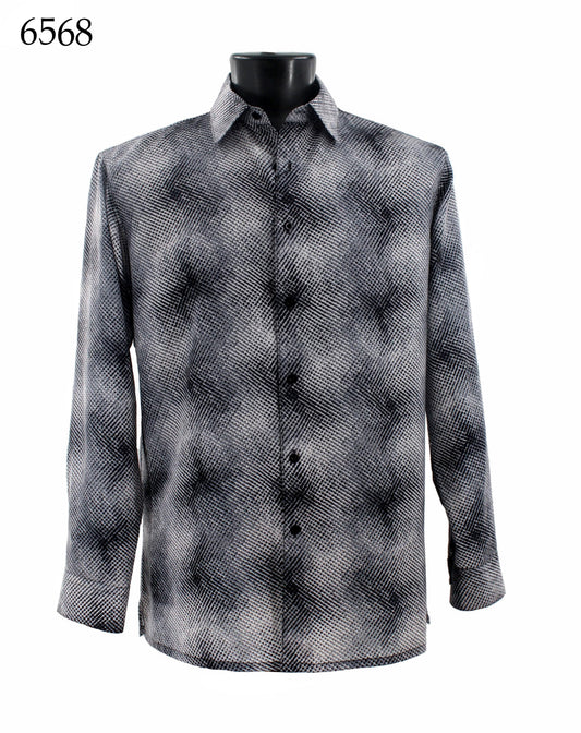 Bassiri Long Sleeve Button Down Casual Printed Shirts 6568