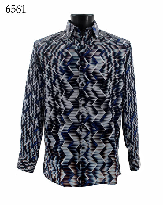 Bassiri Long Sleeve Button Down Casual Printed Shirts 6561