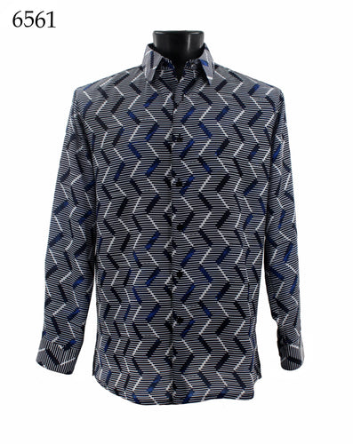 Bassiri Long Sleeve Button Down Casual Printed Shirts 6561