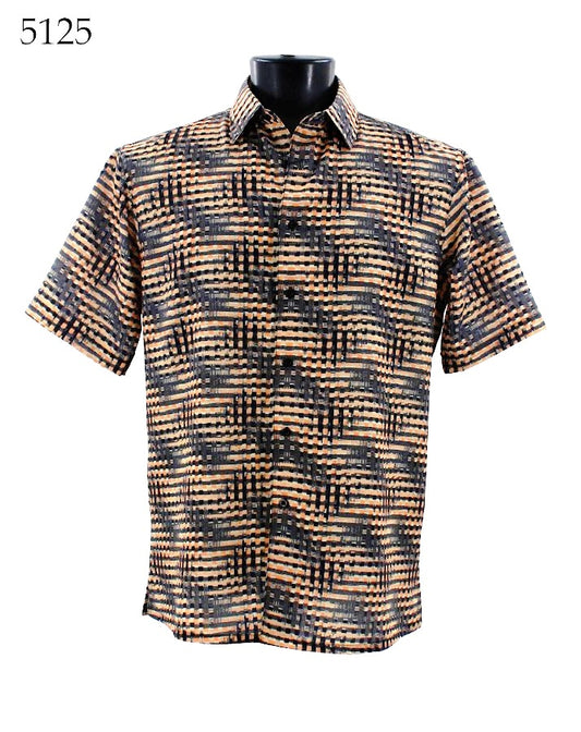 Bassiri Short Sleeve Button Down Casual Printed Shirts 5125