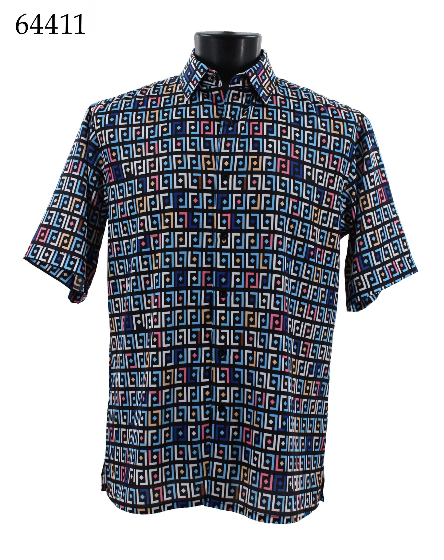 Bassiri Short Sleeve Button Down Casual Printed Shirts 64411