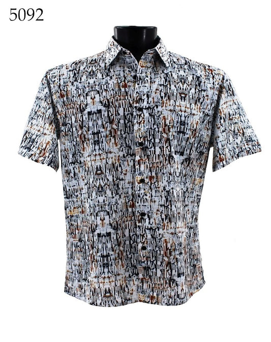 Bassiri Short Sleeve Button Down Casual Printed Shirts 5092