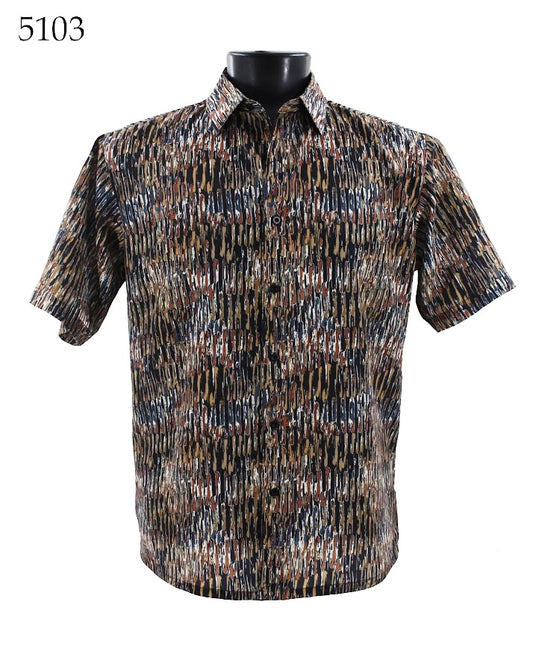 Bassiri Short Sleeve Button Down Casual Printed Shirts 5103
