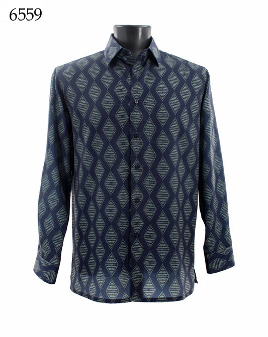 Bassiri Long Sleeve Button Down Casual Printed Shirts 6559