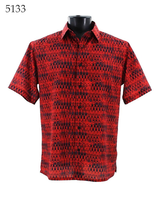 Bassiri Short Sleeve Button Down Casual Printed Shirts 5133