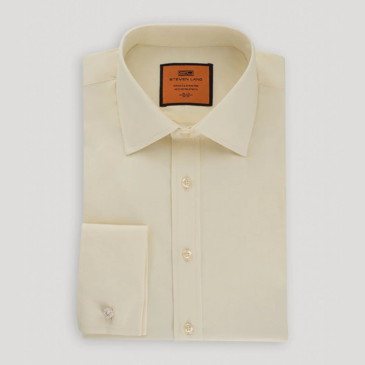 STEVEN LAND POPLIN FRENCH CUFF SHIRT 100% COTTON -  CREAM