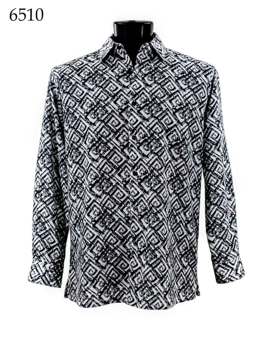 Bassiri Long Sleeve Button Down Casual Printed Shirts 6510