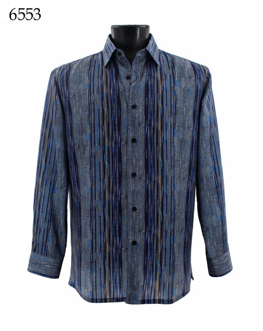 Bassiri Long Sleeve Button Down Casual Printed Shirts 6553