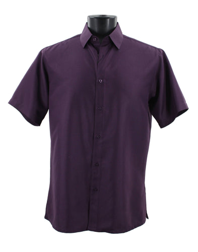 Bassiri Tone-on-Tone Short Sleeve Shirts Purple