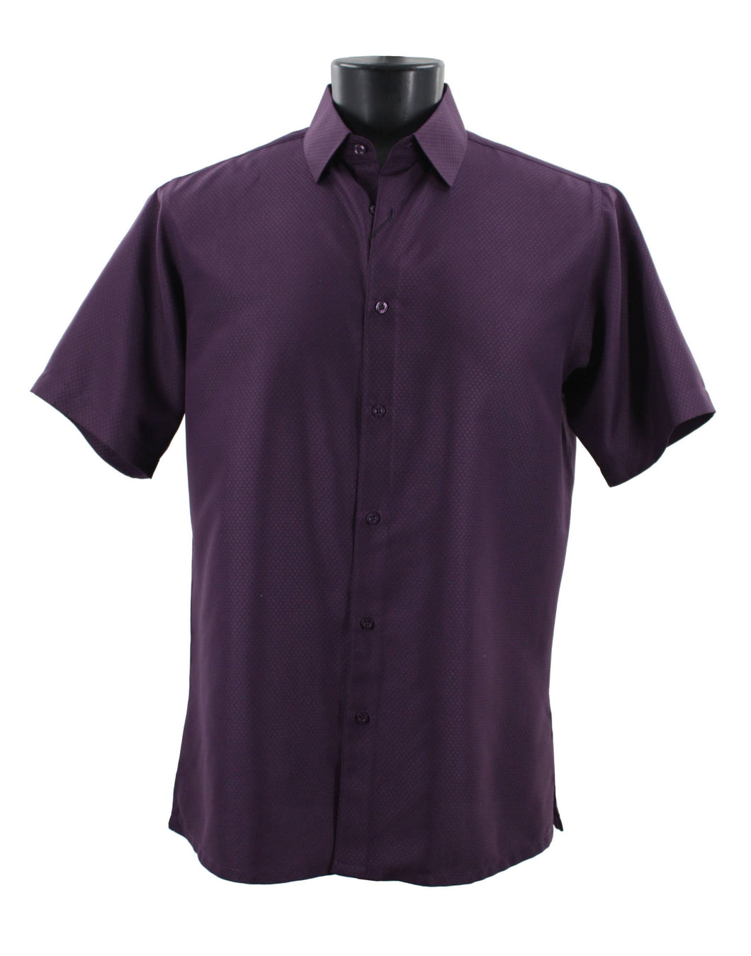 Bassiri Tone-on-Tone Short Sleeve Shirts Purple