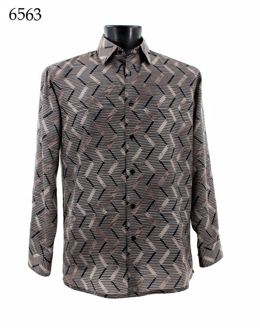 Bassiri Long Sleeve Button Down Casual Printed Shirts 6563