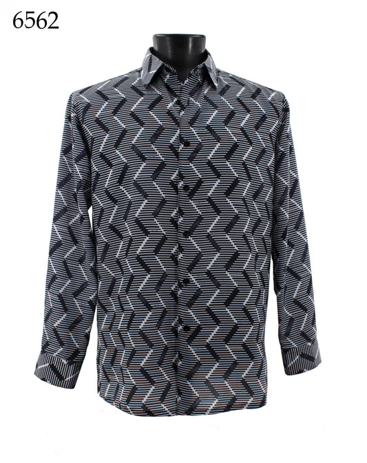 Bassiri Long Sleeve Button Down Casual Printed Shirts 6562