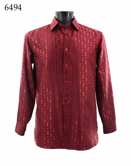 Bassiri Tone-on-Tone Long Sleeve Button Down Casual Printed Shirt 6494