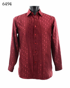 Bassiri Tone-on-Tone Long Sleeve Button Down Casual Printed Shirt 6494