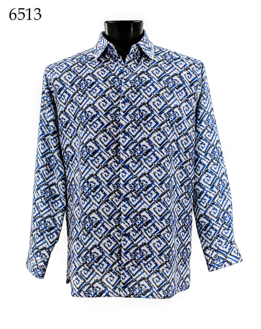 Bassiri Long Sleeve Button Down Casual Printed Shirts 6513