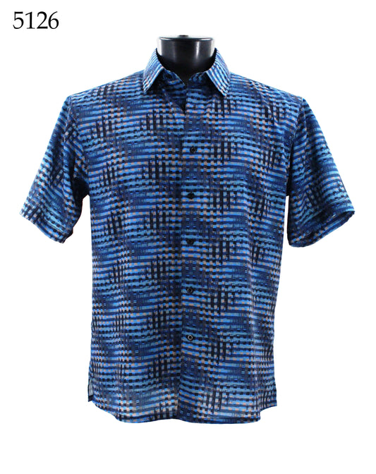 Bassiri Short Sleeve Button Down Casual Printed Shirts 5126