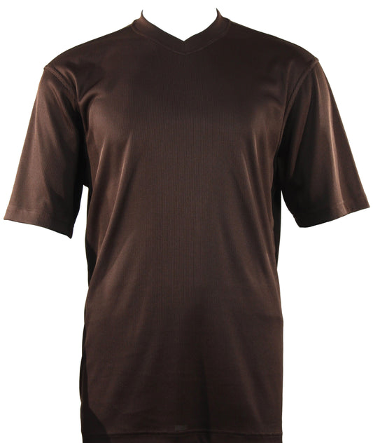 Bassiri Short Sleeve V-Neck T-Shirt Style #219 Brown