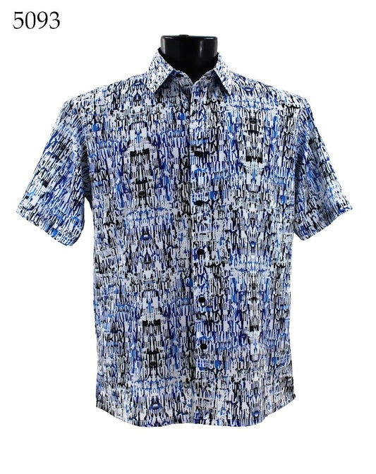 Bassiri Short Sleeve Button Down Casual Printed Shirts 5093
