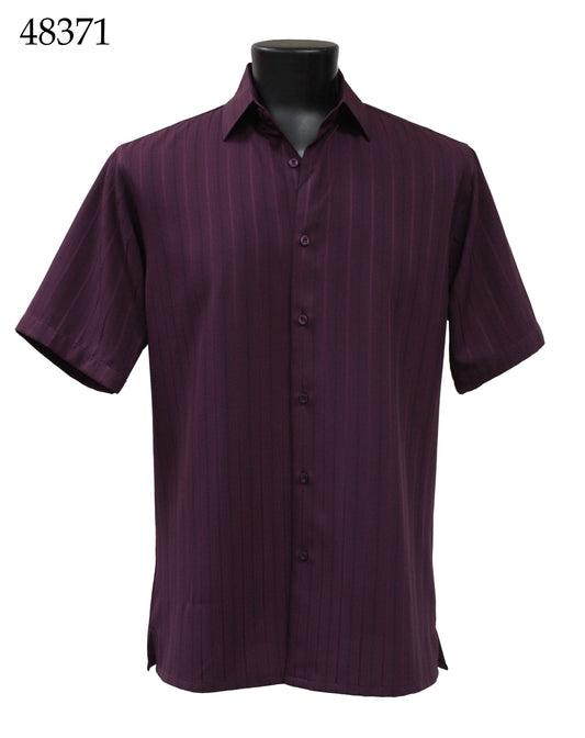 Bassiri Tone-on-Tone Short Sleeve Shirts 48371