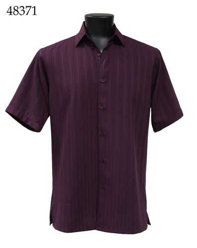 Bassiri Tone-on-Tone Short Sleeve Shirts 48371