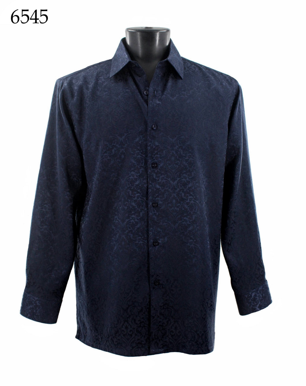 Bassiri Tone-on-Tone Long Sleeve Button Down Casual Printed Shirt 6545
