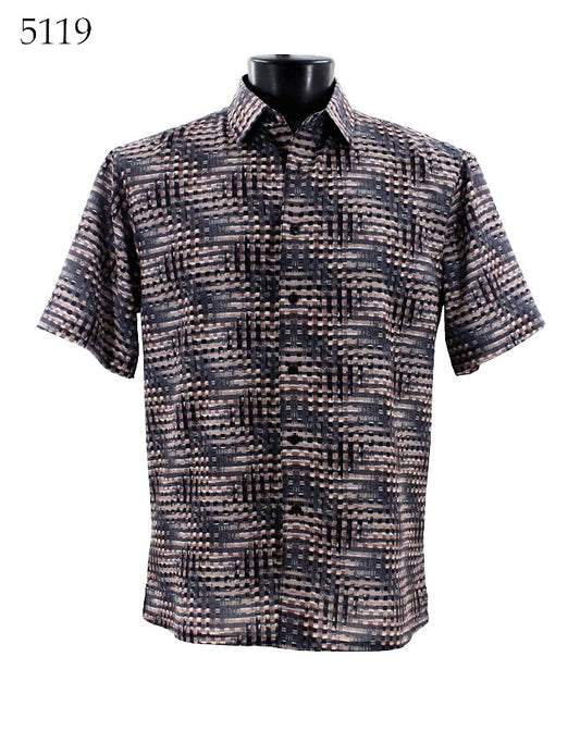 Bassiri Short Sleeve Button Down Casual Printed Shirts 5119