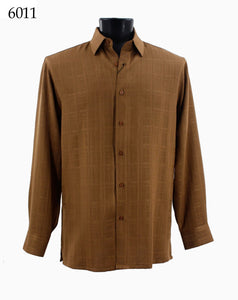 Bassiri Tone-on-Tone Long Sleeve Button Down Casual Printed Shirt 6011