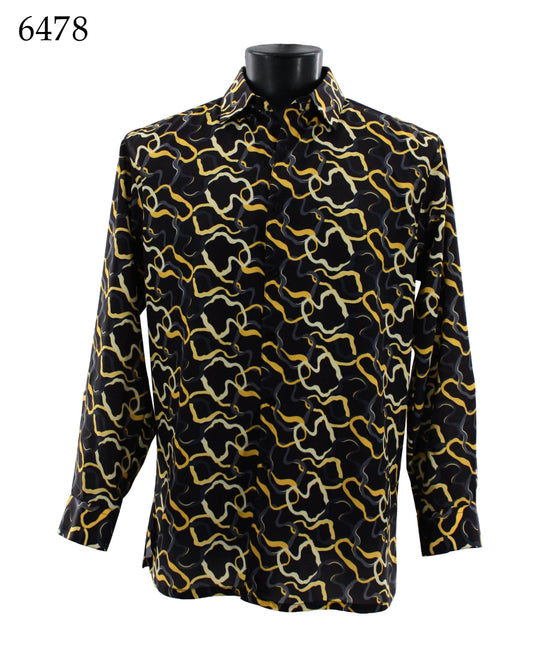 Bassiri Long Sleeve Button Down Casual Printed Shirts 6478