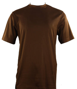 Bassiri Short Sleeve Mock Neck T-Shirt Style #218 Cognac