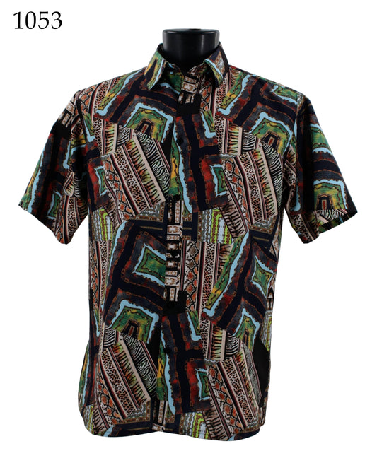 Bassiri Short Sleeve Button Down Casual Printed Shirts 1053