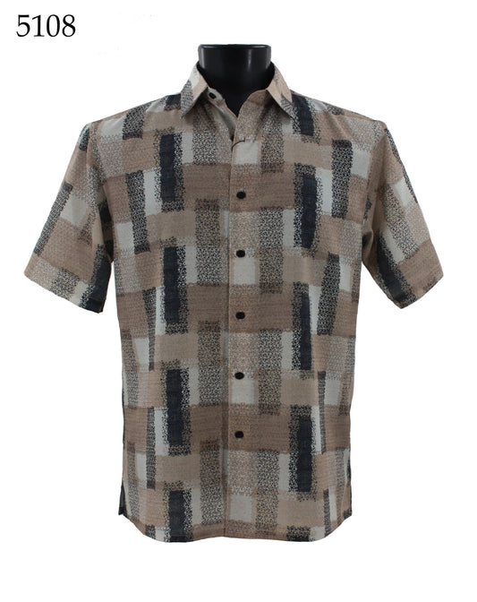 Bassiri Short Sleeve Button Down Casual Printed Shirts 5108