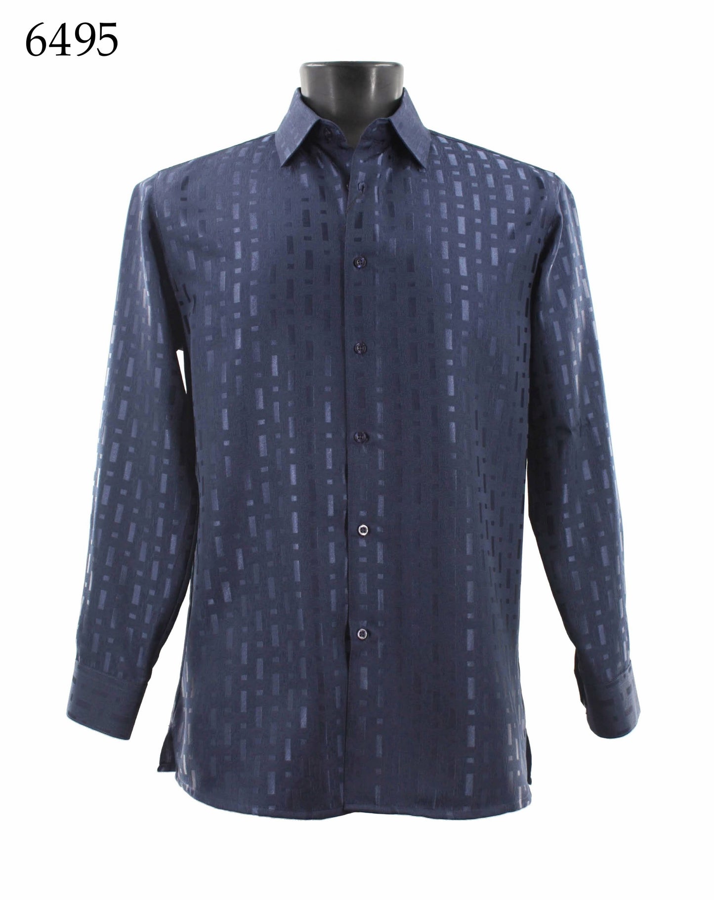 Bassiri Tone-on-Tone Long Sleeve Button Down Casual Printed Shirt 6495
