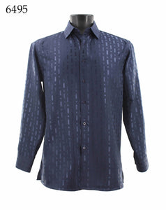 Bassiri Tone-on-Tone Long Sleeve Button Down Casual Printed Shirt 6495