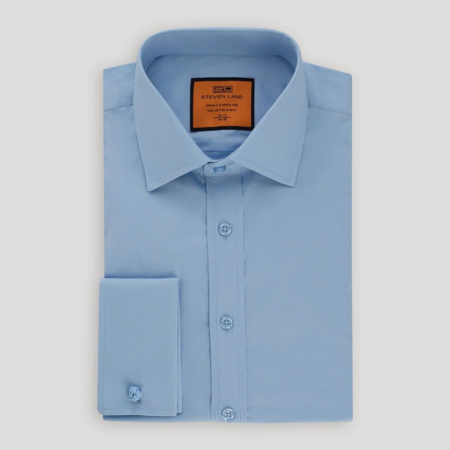 STEVEN LAND POPLIN FRENCH CUFF SHIRT 100% COTTON - LIGHT BLUE