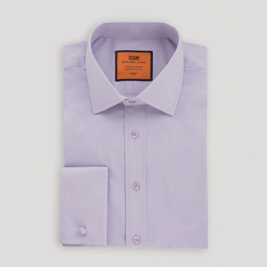 STEVEN LAND POPLIN FRENCH CUFF SHIRT 100% COTTON - LILAC
