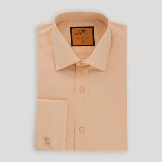 STEVEN LAND POPLIN FRENCH CUFF SHIRT 100% COTTON -  PEACH