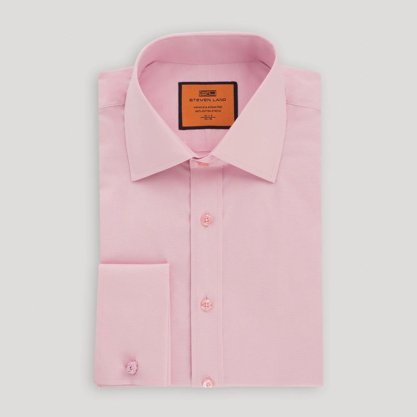 STEVEN LAND POPLIN FRENCH CUFF SHIRT 100% COTTON -  PINK