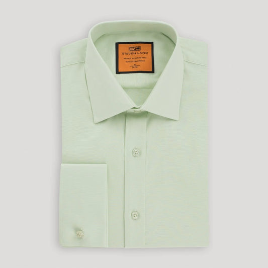 STEVEN LAND POPLIN FRENCH CUFF SHIRT 100% COTTON -  PISTACHIO