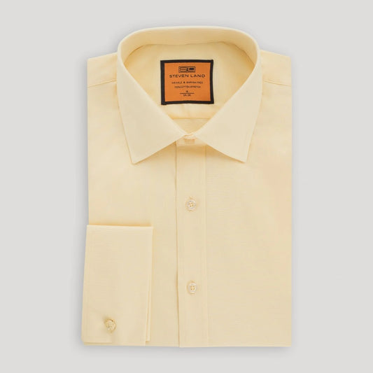 STEVEN LAND POPLIN FRENCH CUFF SHIRT 100% COTTON -  YELLOW
