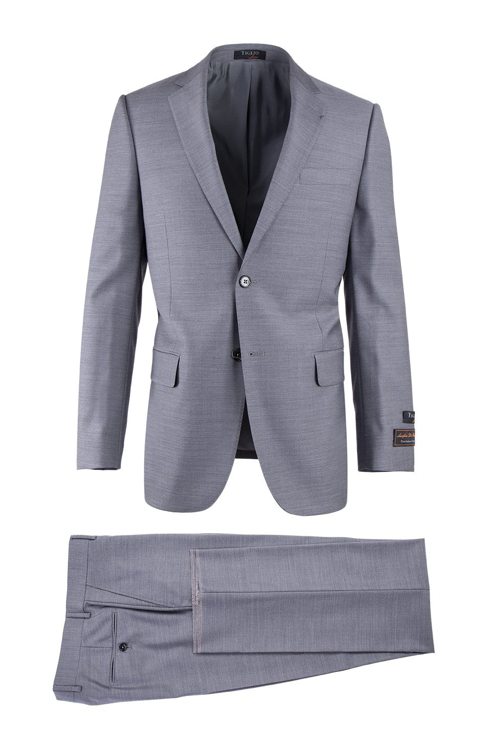 Novello Light Gray, Modern Fit, Pure Wool Suit by Tiglio Luxe