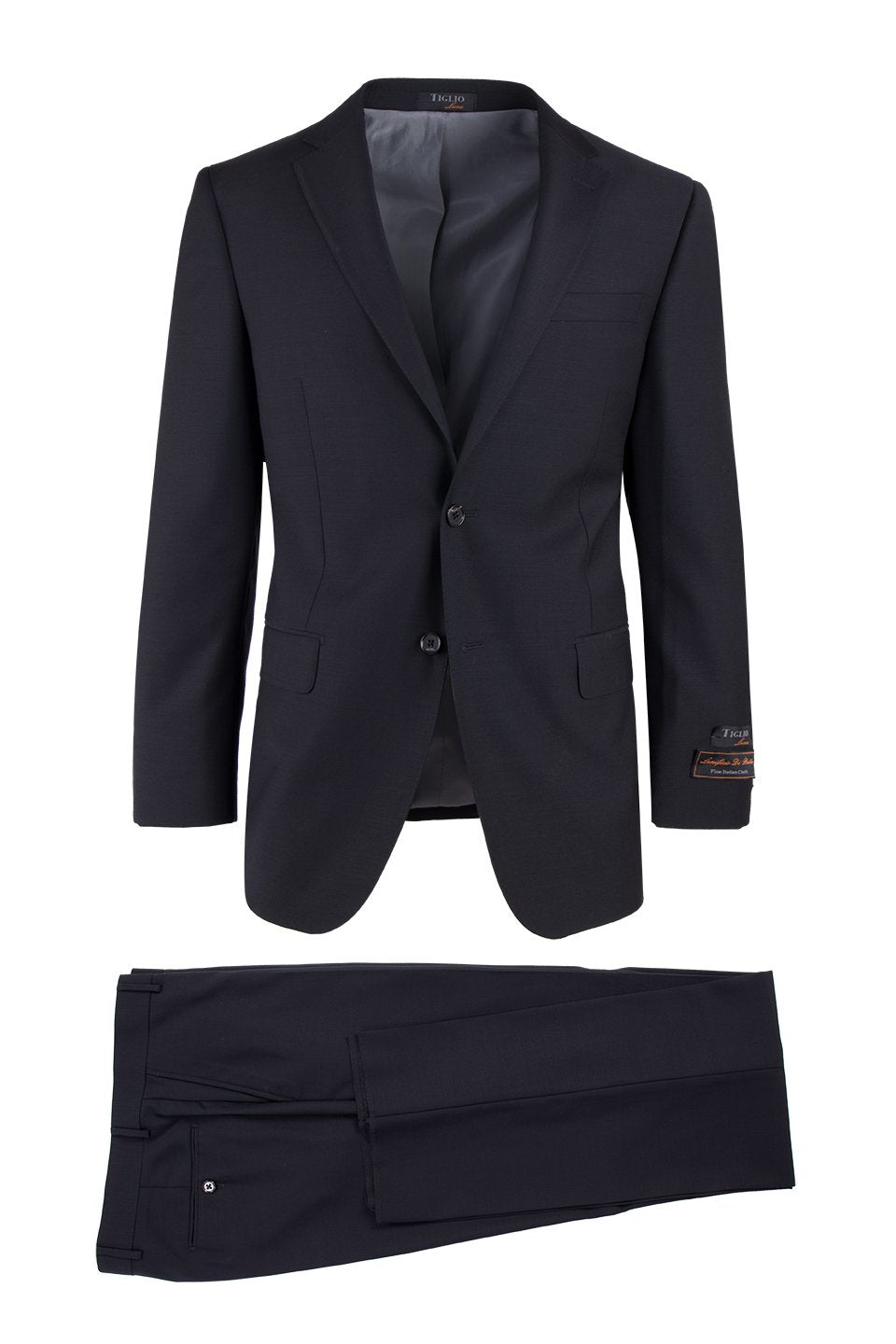 Novello Black, Modern Fit, Pure Wool Suit by Tiglio Luxe