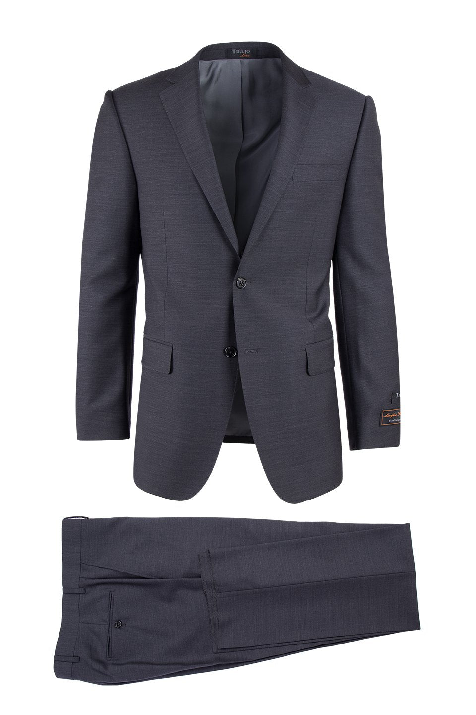 Novello Charcoal Gray, Modern Fit, Pure Wool Suit by Tiglio Luxe
